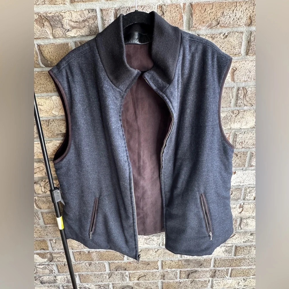 Daniel Cremieux Signature Collection Brown Wool Cashmere Reversible Vest Sz XXL